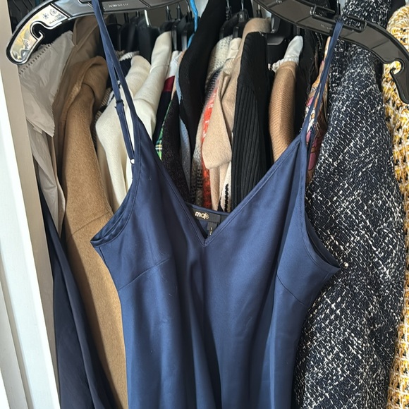 Maje Navy & Yellow Spotted Print Long Sleeve Midi Dress - Picture 10 of 11